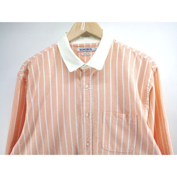Bonobos Orange Striped Button‎ Up Shirt XL Made in USA Long Sleeve - Picture 2 of 6